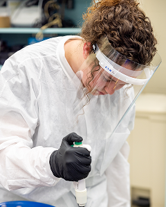 student in chemistry lab
