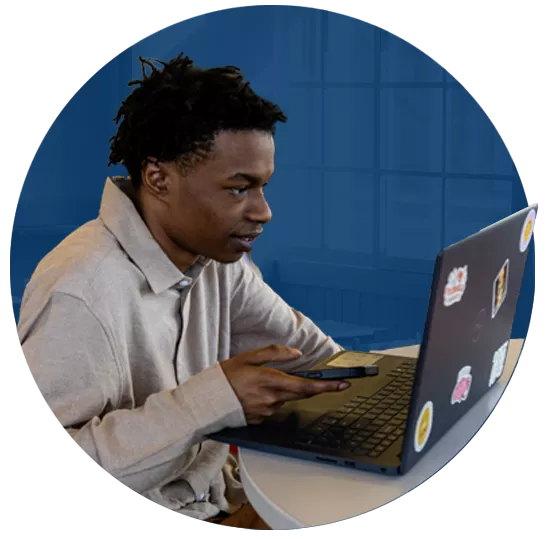 Student working on laptop