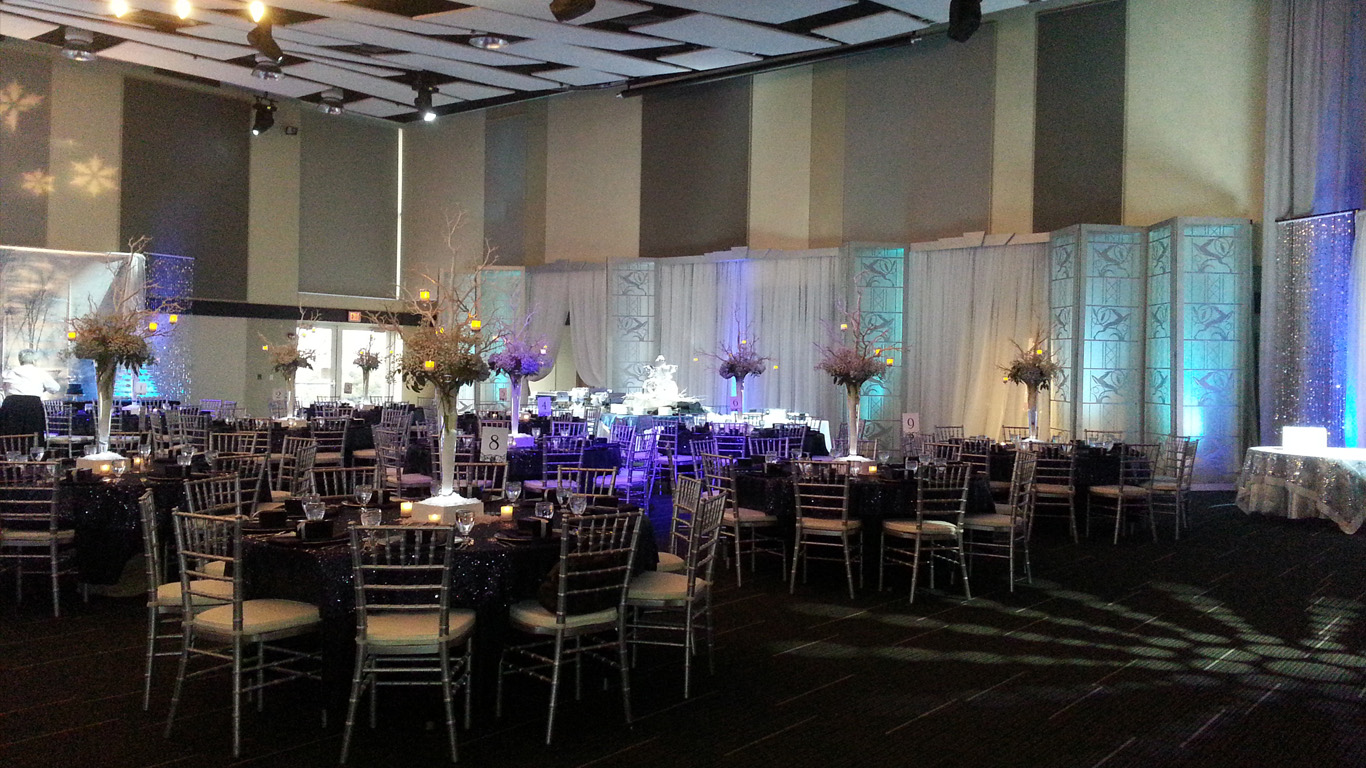 HBC grand hall set up for a wedding