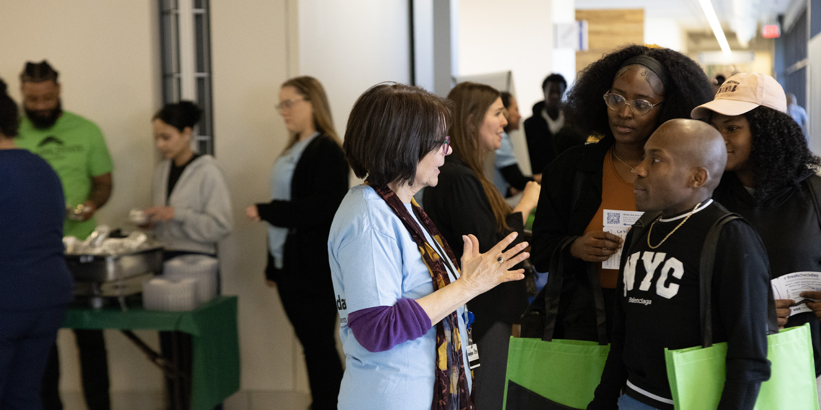 Students speaking with Clark State team member