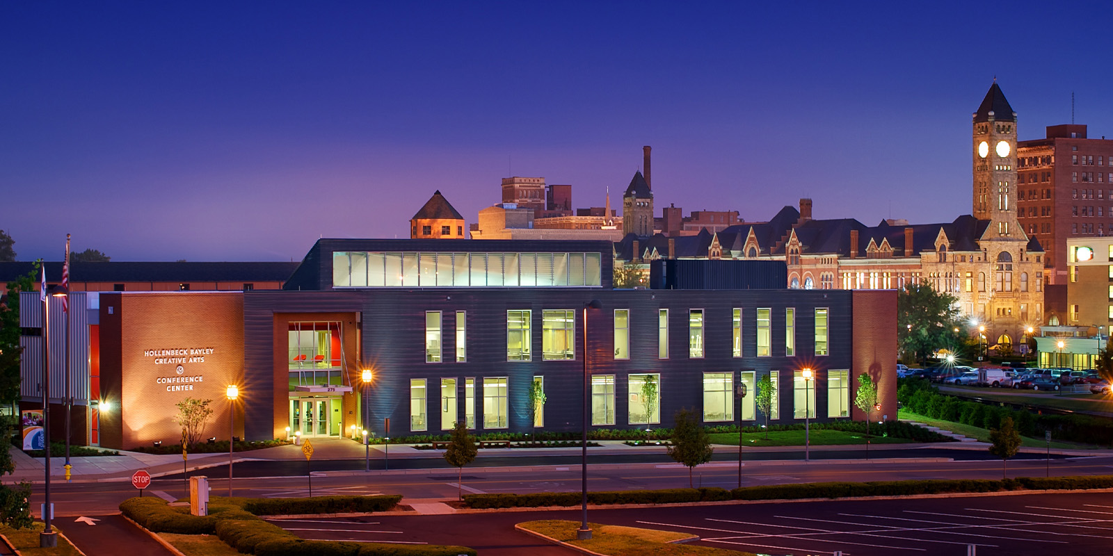 Exterior of the HBC, which is red bright and grey siding, located in downtown Springfield, OH.