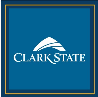 Clark State logo in a blue square