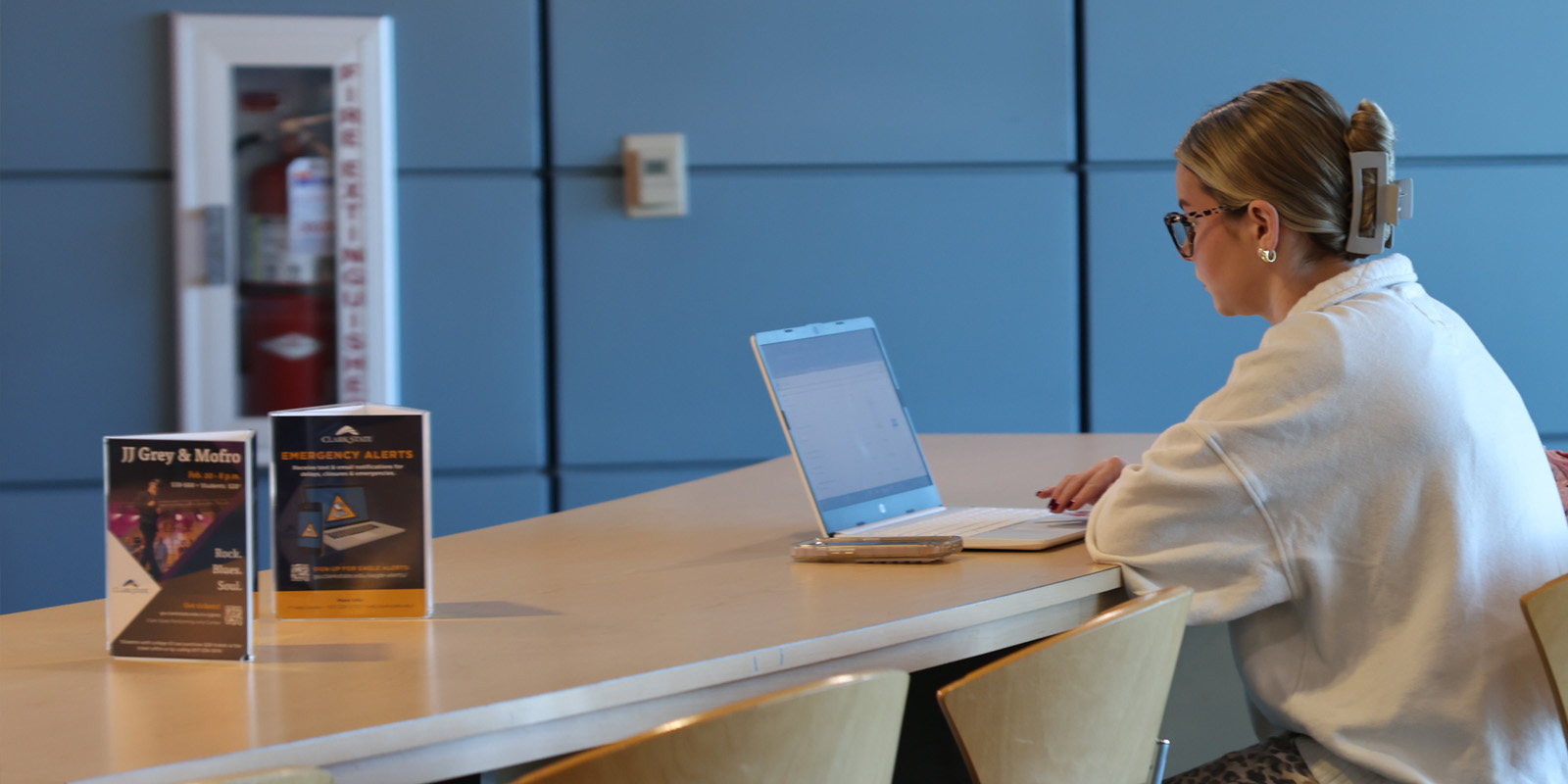 Student working on laptop