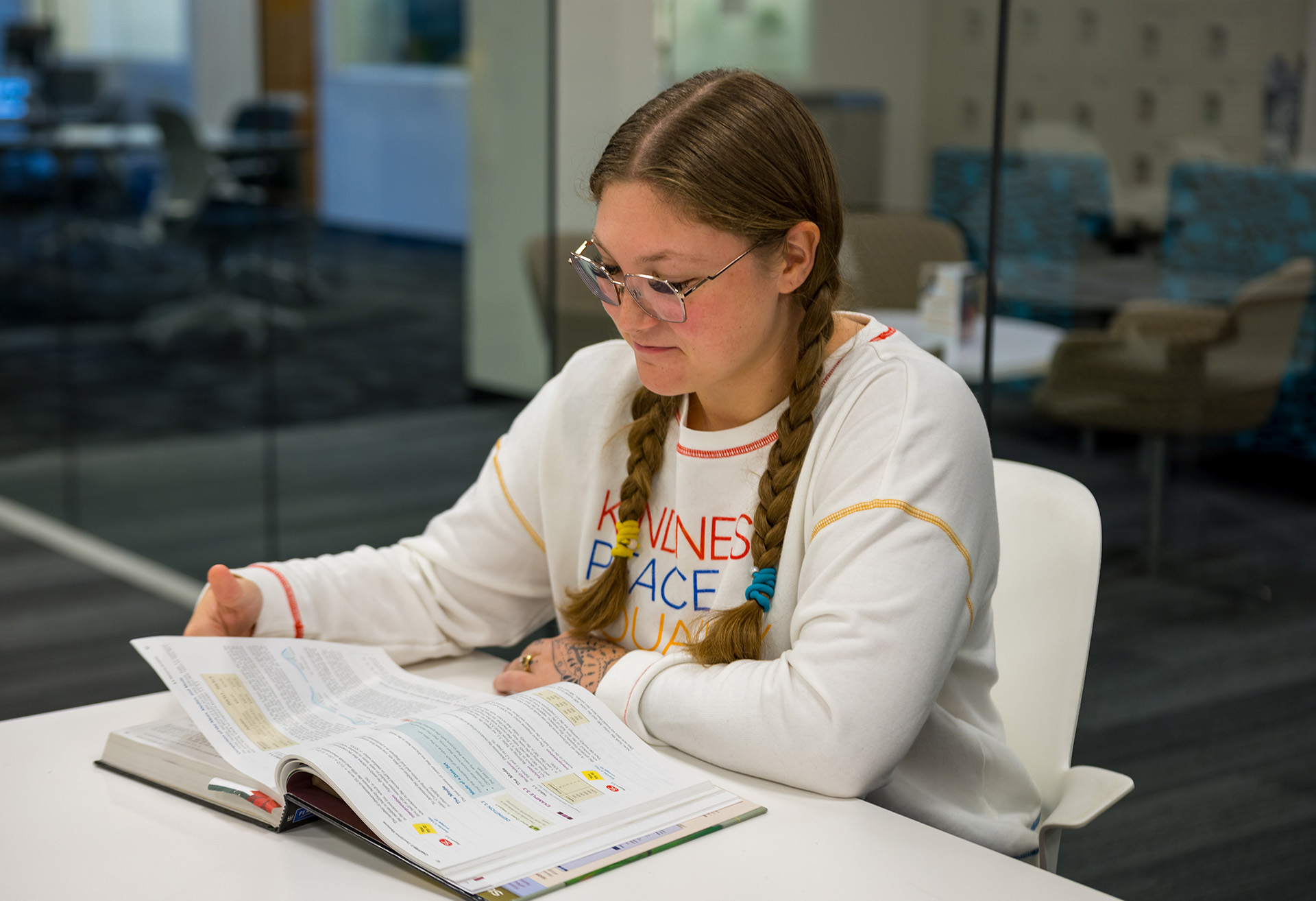 Student reading a book