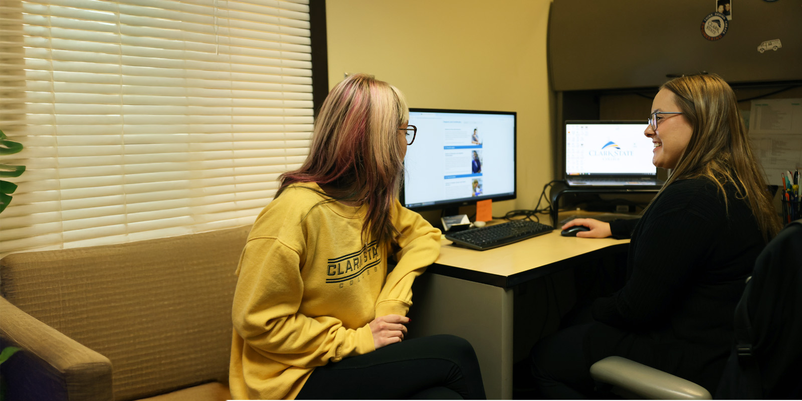 Student working with Clark State team member