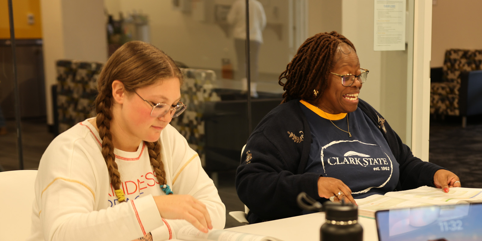 Students reading books