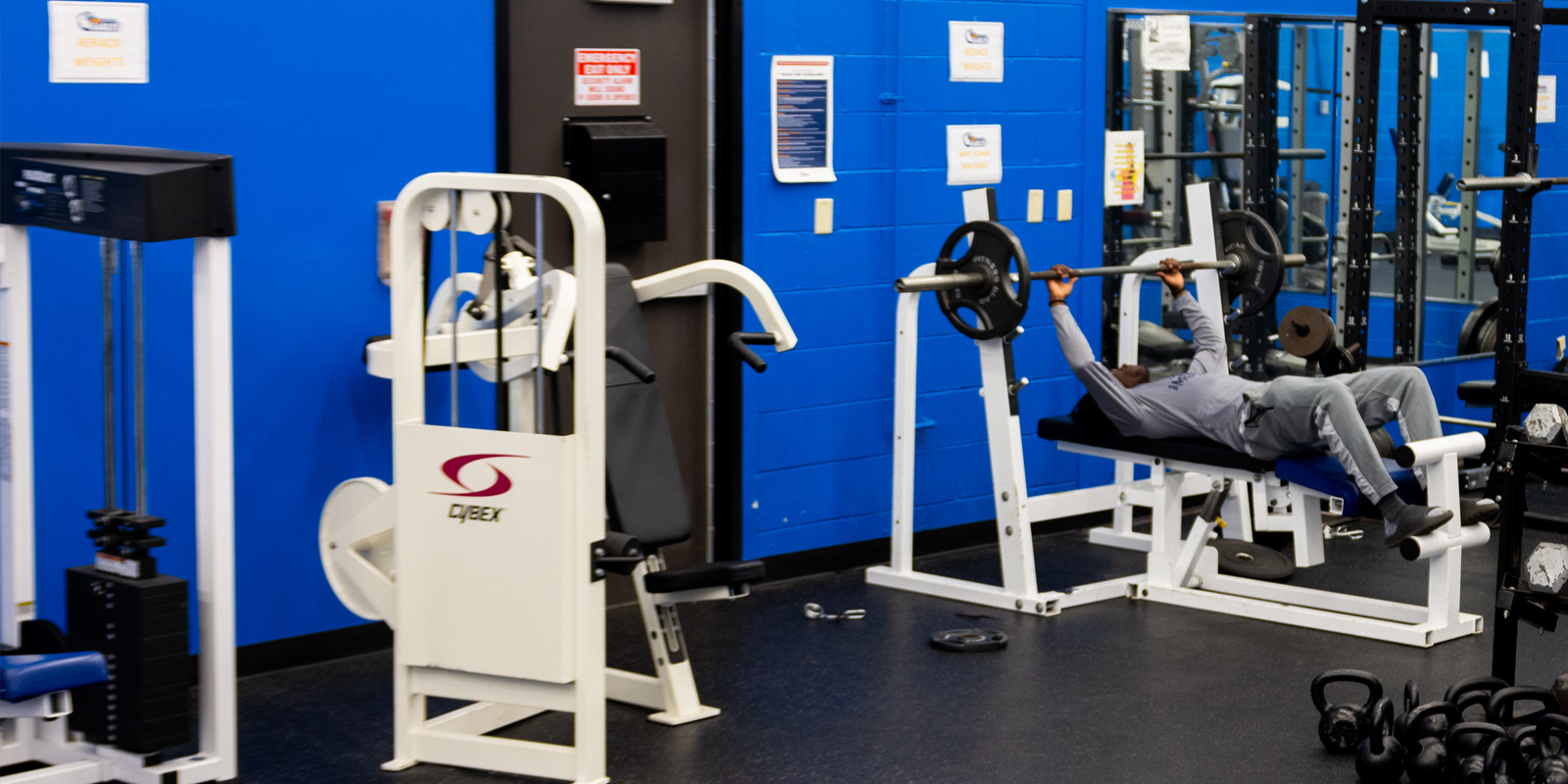 Student working out in fitness center